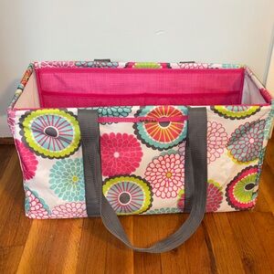 Thirty-One Floral Burst Storage Bin with Gray Handles
